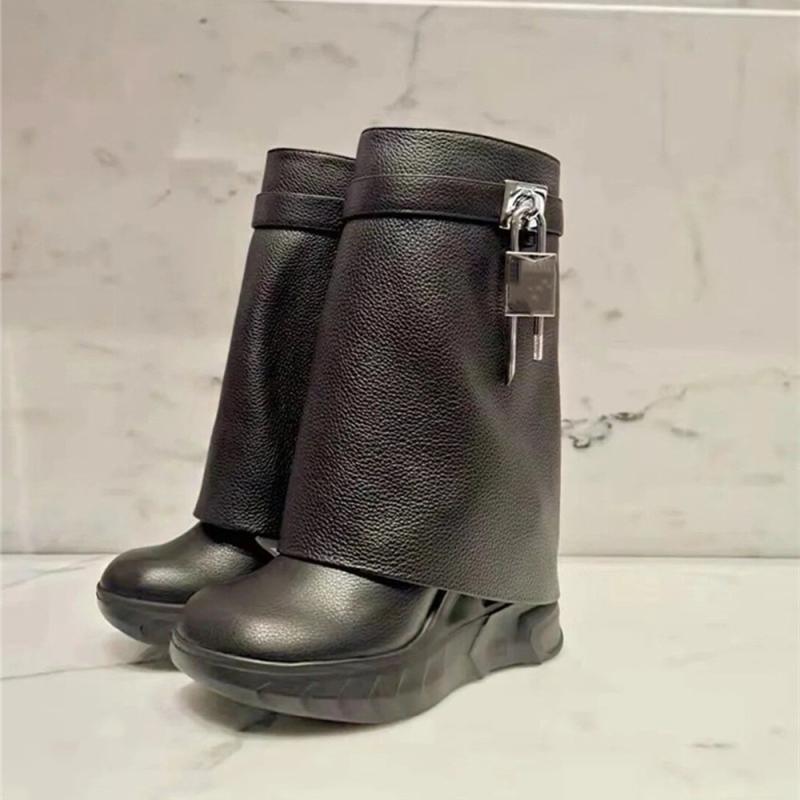 Boots & Booties | Womens Shark Lock Biker Ankle Boots In Grained Leather Boots & Booties BLACK