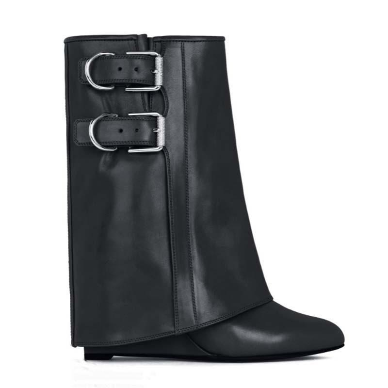 Boots & Booties | Womens Shark Lock Buckles Ankle Boots In Leather Boots & Booties BLACK