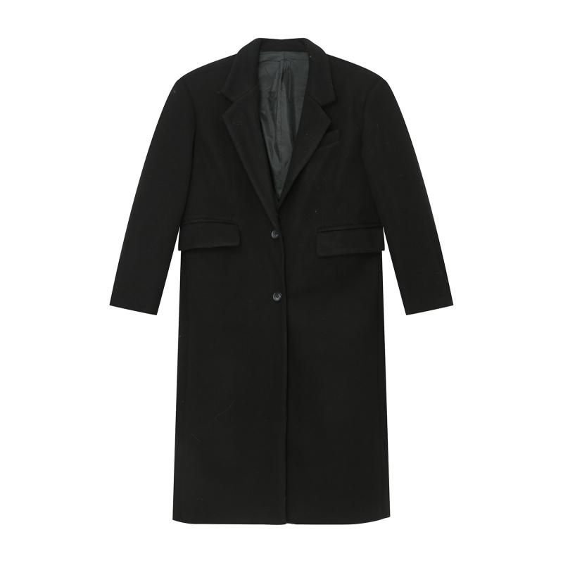 Coats & Jackets | Mens Long Coat In Double Face Wool And Cashmere Clothing BLACK