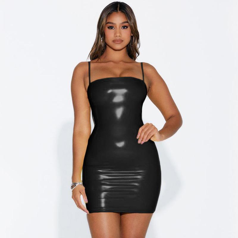 Dresses | Womens Asymmetric Dress In Leather Clothing BLACK