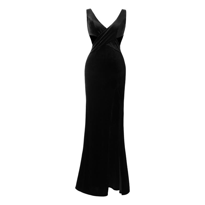 Dresses | Womens Dress In Velvet With Bow Detail Clothing BLACK