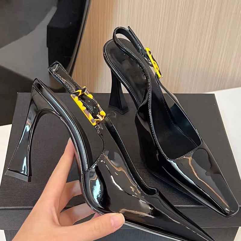 Heels | Womens G Cube Slingback Pumps In Leather Heels BLACK