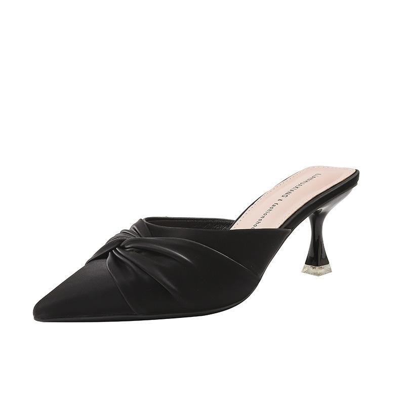 Heels | Womens Twist Mules In Satin Heels BLACK