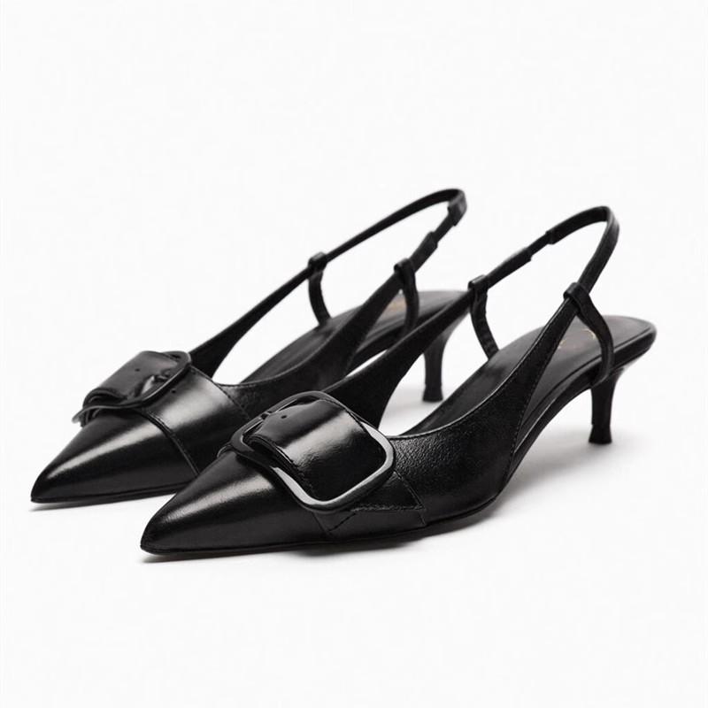 Heels | Womens Voyou Slingbacks In Leather Heels BLACK