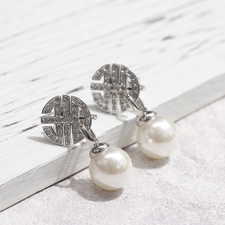 Jewelry | Mens G Stud Earring In Metal With Pearl Accessories Jewelry