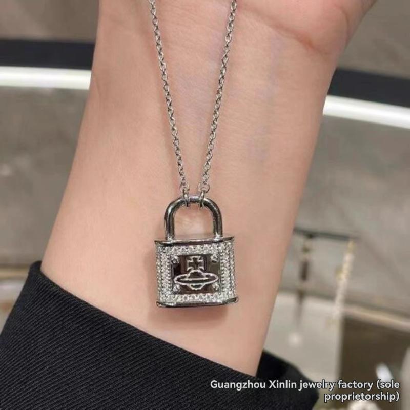 Jewelry | Womens Mini Lock Necklace In Metal With Crystal Accessories Jewelry