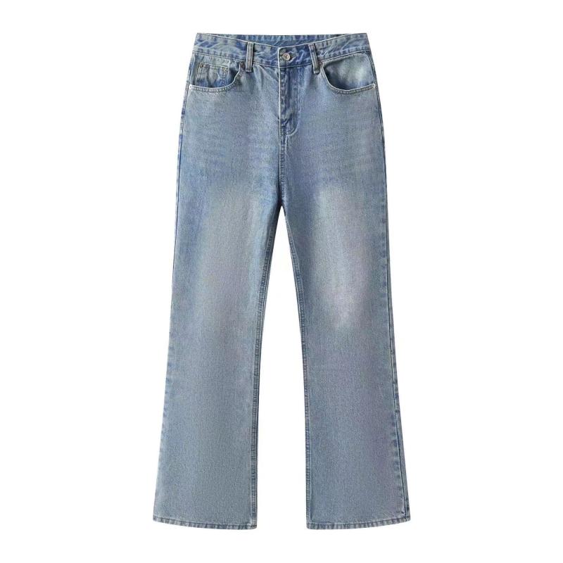 Pants & Shorts | Womens Boot Cut Pants In Denim With Chain Details Clothing MEDIUM BLUE