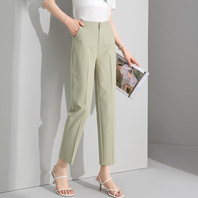 Pants & Shorts | Womens Cropped Fit Tailored Pants In Cotton Clothing EGGSHELL