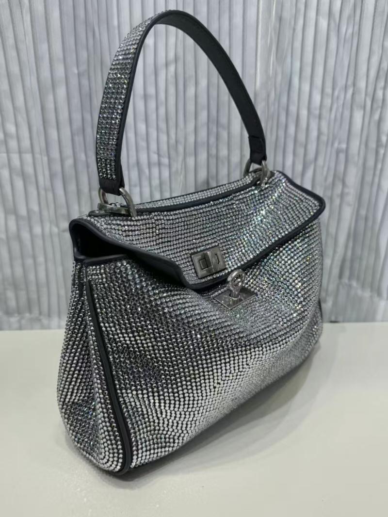 Shark Lock | Womens Shark Lock Bucket Bag In Leather With Strass Bags BLACK