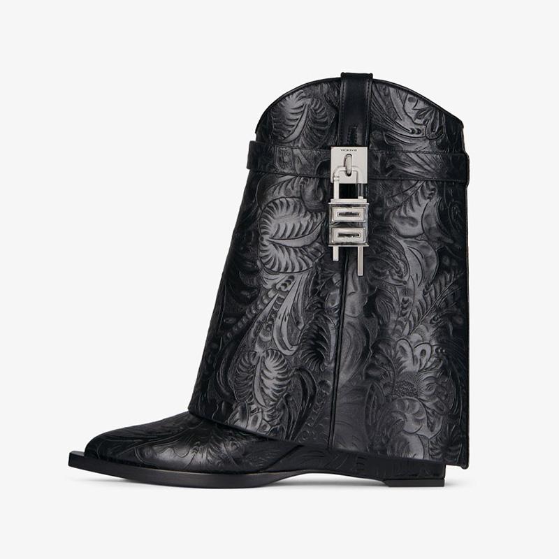 Shark Lock | Womens Shark Lock Cowboy Ankle Boots In Leather Boots & Booties Boots & Booties