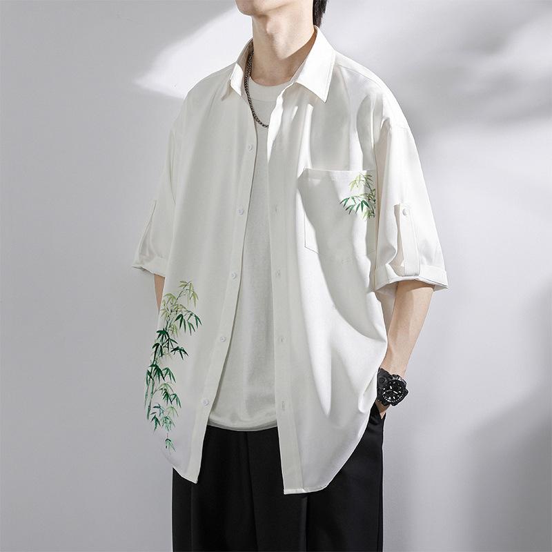 Shirts | Mens Shirt In Poplin  Flowers Clothing Mens