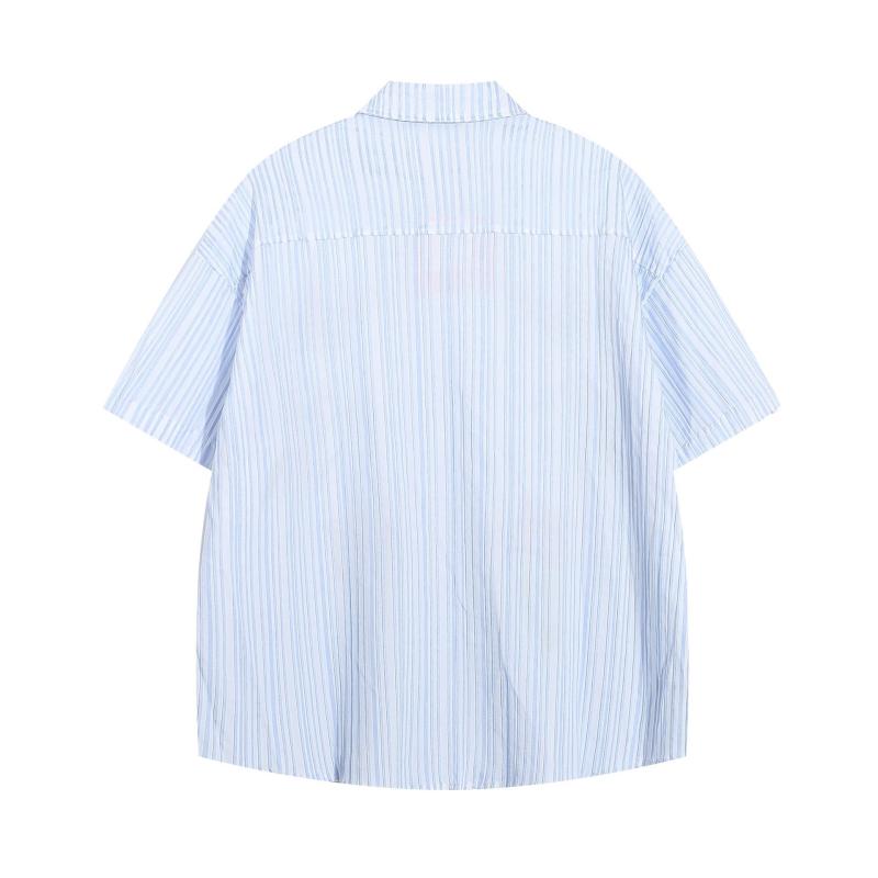 Shirts | Mens Striped  Crest Shirt In Cotton Clothing LIGHT BLUE