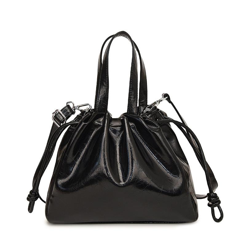 Shoulder Bags | Womens Medium Pumpkin Bag In Crackled Patent Leather Bags BLACK