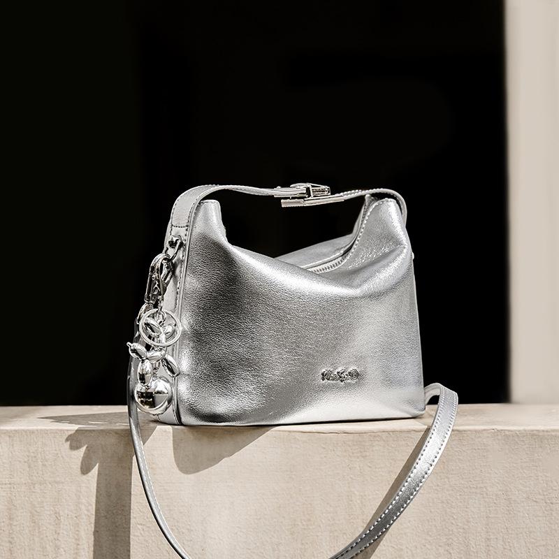 Shoulder Bags | Womens Small P'Tit Voyou Bag In Laminated Leather Bags LIGHT SILVERY