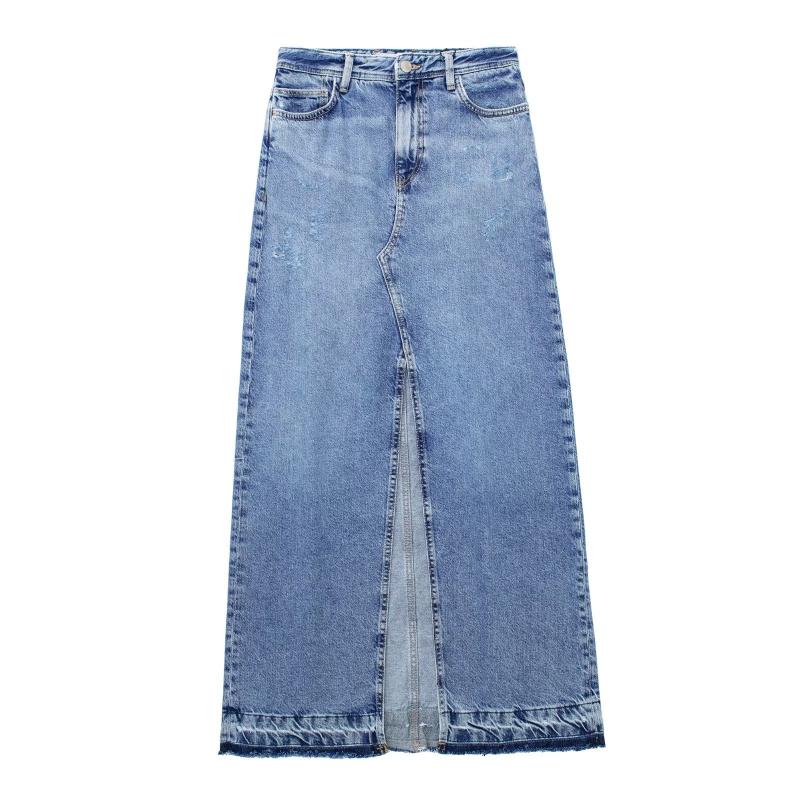 Skirts | Womens Skirt In Denim With Slit Clothing LIGHT BLUE