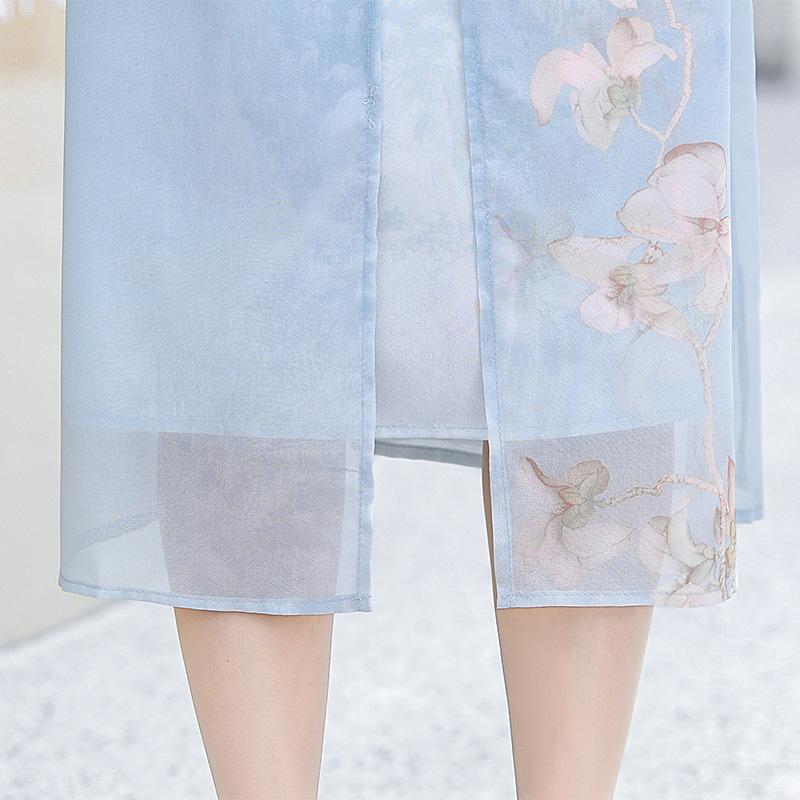 Skirts | Womens Skirt In Floral Dévoré Satin Clothing ICE BLUE