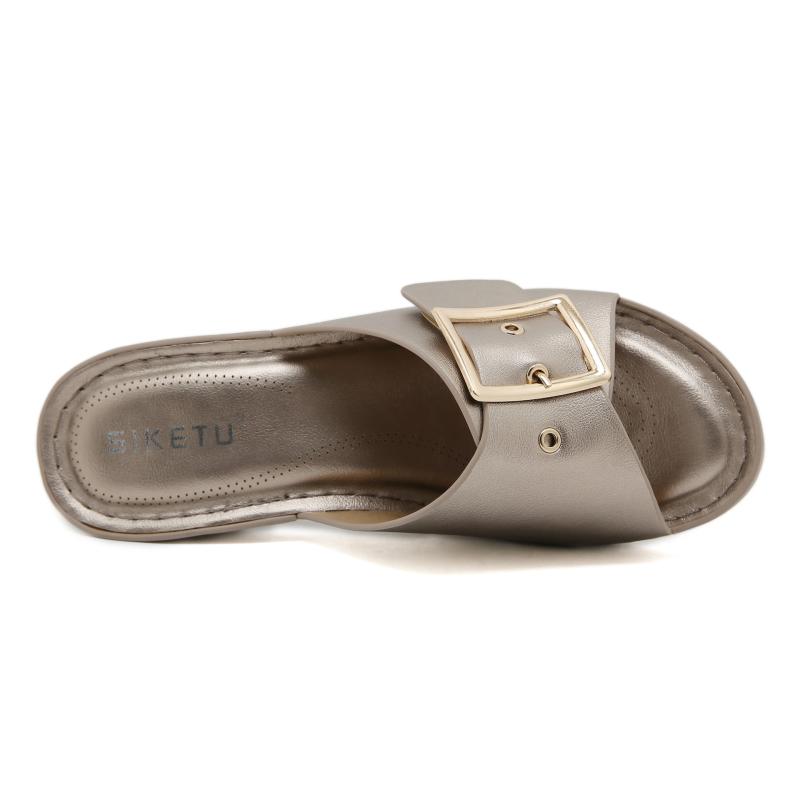 Slides & Sandals | Womens 4G Flat Mules In Laminated Leather Shoes DUSTY GOLDEN