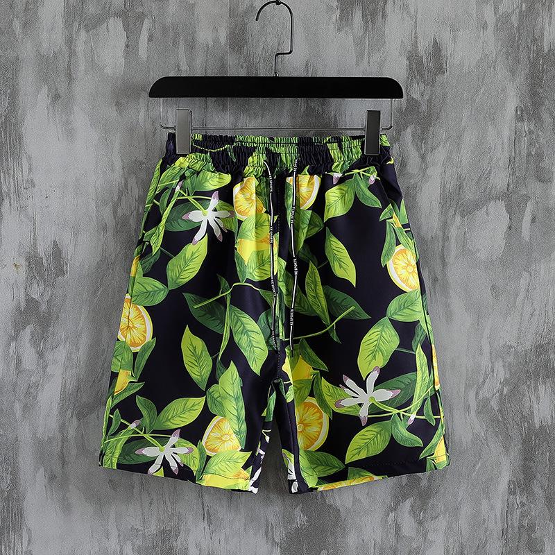 Swimwear | Mens Long Swim Shorts With Lemon Print Clothing BLACK/YELLOW