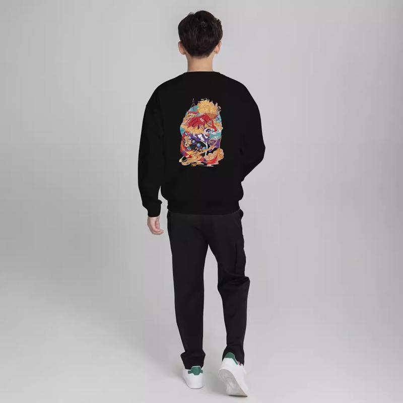 Sweatshirts & Hoodies | Mens Psychedelic Boxy Fit Hoodie In Fleece Clothing BLACK